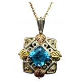 Black Hills Gold 925/12k Blue Topaz Necklace