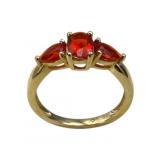 14K Triple Fire Opal Ring, Size 8