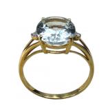 14k Aquamarine & Diamond Ring