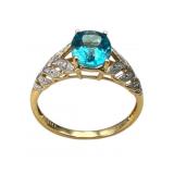 14k Gold Apatite & Diamond Ring