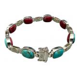 J. King 925 Reversible Turquoise/Coral Bracelet