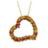 14k Fire Opal, Citrine Heart Necklace