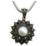 925 Honora Pearl & Marcasite Necklace