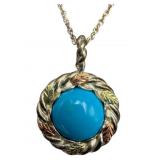 925 & 12k Turquoise Necklace, 17 Inches