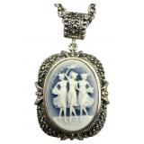 925 Silver 3 Graces Cameo Necklace