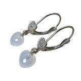 14k White Gold Moonstone Earrings