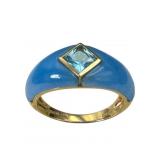 14k Blue Jade and Aquamarine Ring