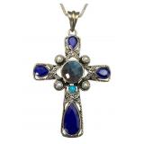 Nikki Buttler 925 Gemstone Cross Necklace