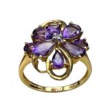 14K Gold Amethyst & Diamond Accent Ring