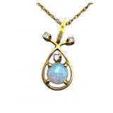 14K Gold Opal and Diamond Necklace