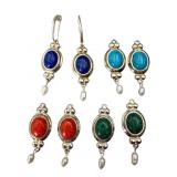 Four Pair 925 Black Hills Gold Earrings Set