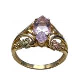 10k Pink Stone Ring with 12k Accents