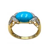 14k Turquoise and Diamond Ring