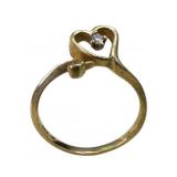 10k Plumb Gold Diamond Heart Ring, Size 8