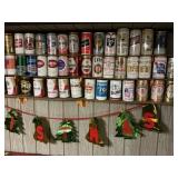 Vintage Beer Cans on Shelves