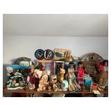 Dolls and Figurines on Top Shelf