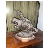 Vintage Cheyenne Bronze Sculpture on Wood Base