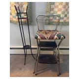 Stepstool with Retractable Steps and Plant Stand