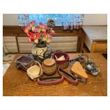 Longaberger Baskets and Owl Vase