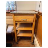 Wood Kitchen Cart with Granite-Style Top