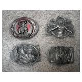Four Metal Belt Buckles with Native American Motif