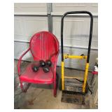 Vintage Metal Chair, Cart, and Weights
