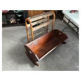Homemade Wooden Cradle and Quilt Rack