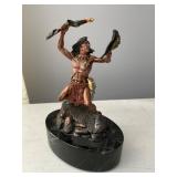 Painted Metal Figure on Marble Base