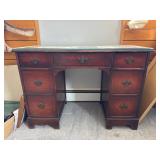 Mahogany Kneehole Desk with Glass Top