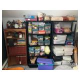 Wall Shelving and Desk with Contents