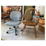 Wooden Armchair and Rolling Office Chair