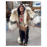 Large Ceramic Native American Chief Doll