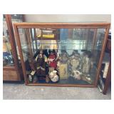 Oak Glass Curio Cabinet with Mirrored Back