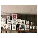 13 Hess Trucks and 4 Hess Glasses