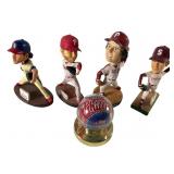 5 Philadelphia Phillies Bobbleheads and Display Ba