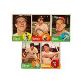 1963 Topps Baseball Cards, Lot of 5