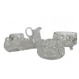 Cut Glass Tray with Three Accessories