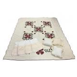 Handmade Quilt Set with Rose Motif