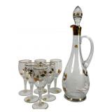 Romanian Glass Decanter with Matching Glasses