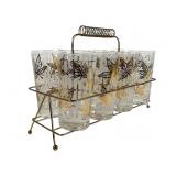 8 Vintage Glasses with Carrier