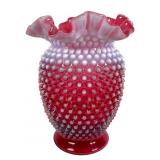 Fenton Cranberry Opalescent Hobnail Vase