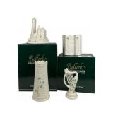 Belleek Irish Cottage, Tower, Harp, and Castle Set