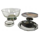 Glass Bowl and Silver-Plated Tableware