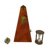Pocket Watch, Hourglass & Seth Thomas Metronome