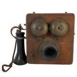 1895 Wall-Mounted Wooden Crank Phone