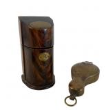 Miniature Wooden Lighter Box and Brass Container