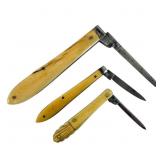 Three Folding Knives with Natural Handles