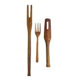 Three Primitive Wooden Utensils