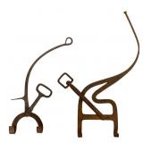 Two Wrought Iron Kettle Tilters