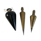 Three Metal Plumb Bobs